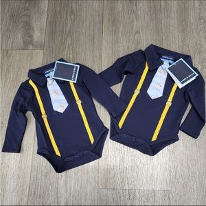 NWT INFANT SIZE (6-12M) ANDY &EVAN TIE and SUSPENDER ONESIE FOR BOYS